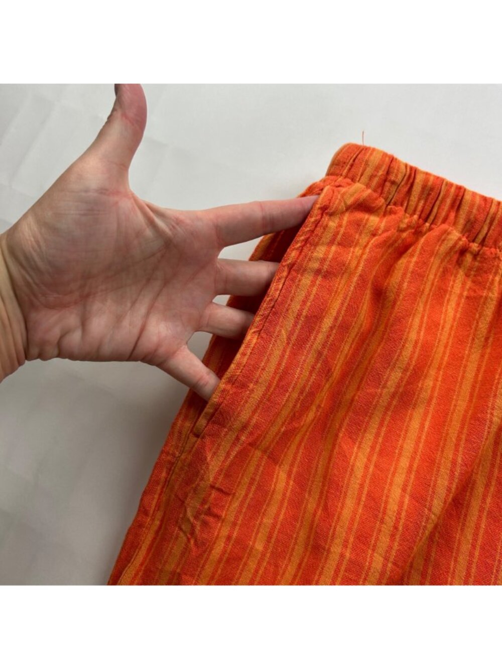 TALL Old Navy Orange Striped Linen Blend Wide Leg Lounge Pant MT - Picture 3 of 7